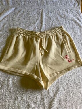 PINK Victoria's Secret Cream Drawstring Athletic Shorts with Pink Patch